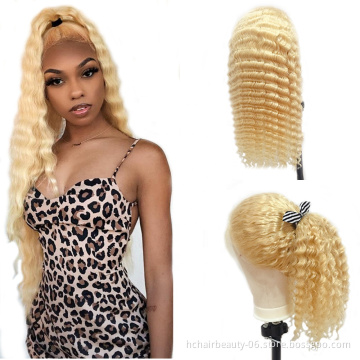 Brazilian Blonde 613 Deep Wave Wig Lace Front Human Hair Wigs Transparent Lace With Baby Hair Remy Human Hair Free Shipping